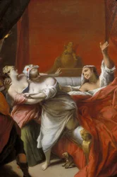 Picardie 121 - Chateau-Thierry (osasto 02) - Musee Jean de La Fontaine - Nicolas Vleughelsin (1668-1737) maalaus - kuvaa La Fontainen tarinaa "" Gascon rankaises"